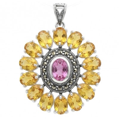 Joy - Incredible 4.8 carat Pink Sapphire rhodium over .925 Sterling Silver handcrafted pendant