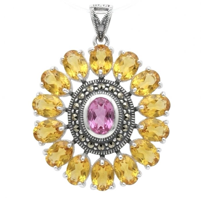 Joy - Incredible 4.8 carat Pink Sapphire rhodium over .925 Sterling Silver handcrafted pendant - video