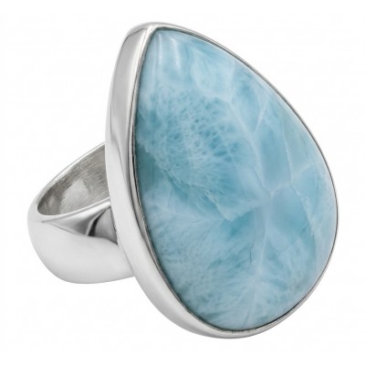 16.9 carat Blue Perfection natural Larimar .925 Sterling Silver handmade Large ring size 6 adjustable