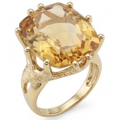 Liliana 25.5 carat Champagne Smoky Topaz .925 Sterling Silver dipped in real 18K Gold Oversized Ring size 8