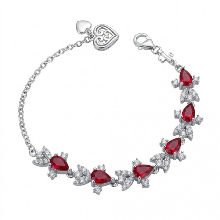 Crimson Fire 5.2 carat Ruby .925 Sterling Silver .925 Sterling Silver Statement Bracelet