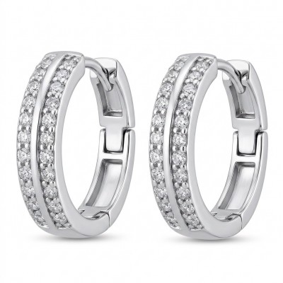 Allure Natural 2.2 carat White Topaz .925 Sterling Silver handcrafted hoop earrings