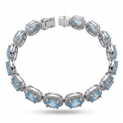 Tiffany - Magnificent 41.5 carat Swiss Blue Topaz .925 Sterling Silver handcrafted Bracelet