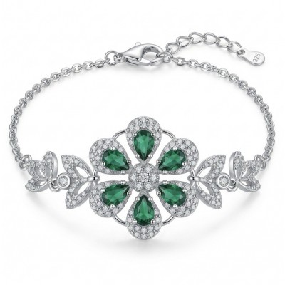 Giovanna - Authentic 7.9 carat Colombian Emerlad .925 Sterling Silver handcrafted Statement bracelet