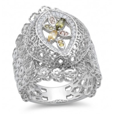 Casablanca - authentic 3.4 carat Tourmaline .925 Sterling Silver brilliantly handcrafted ring s. 8