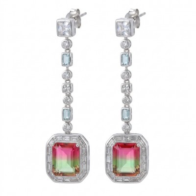 Luxurious 7.5 carat Brazilian Watermelon Tourmaline .925 Sterling Silver Handcrafted Earrings
