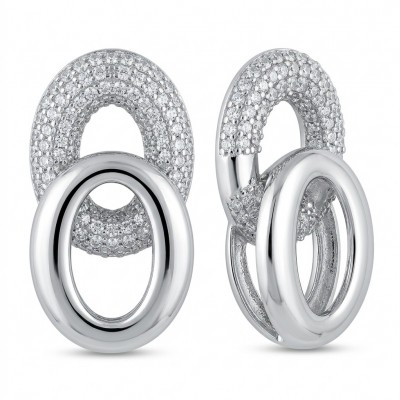 TIFFANY - LUXURIUS - Natural pave White Topaz rhodium over .925 Sterling Silver handmade earrings