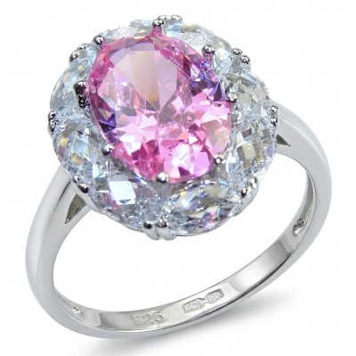 Anastasia 10.2 carat Pink Sapphire .925 Sterling Silver Handcrafted Statement Ring size 8