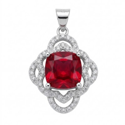 Authentic 6.5 CARAT Ruby .925 Sterling Silver Pendant