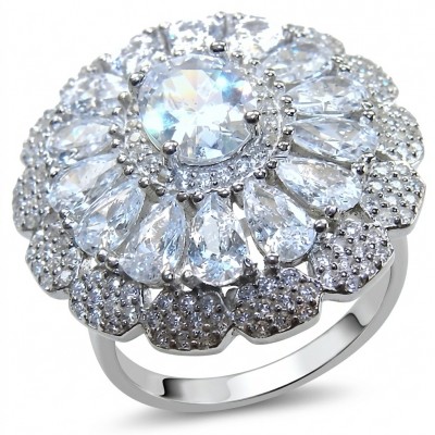 Giovanna - Precious 14.5 carta White Topaz rhodium over .925 Sterling Silver Statement ring size 7 1/4