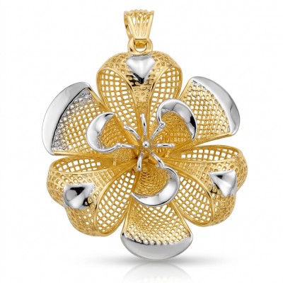 Dubai Style - Golden Rose .925 Sterling Silver dipped in 22K Gold handmade Pendant
