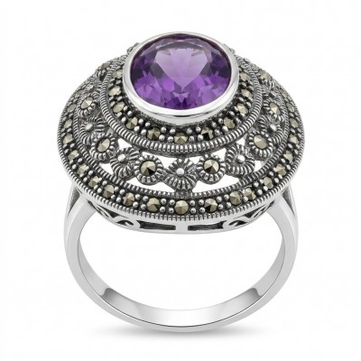 Liliana 7.5 carat Amethyst .925 Sterling Silver Handcrafted Ring size 7 1/4