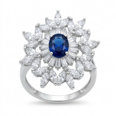 Born to Glam 2.2 carat natural Sapphire .925 Sterling Silver Perfectly handcrafted Ring s. 6