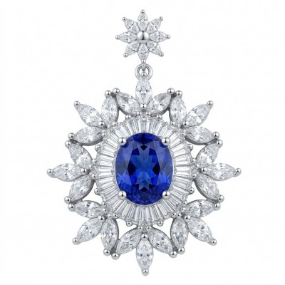 Born to Glam 4.2 carat natural Sapphire .925 Sterling Silver Perfectly handcrafted Pendant