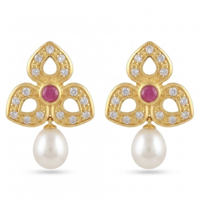 Magnificent Jewel 4.5 carat Ruby 14K Gold over .925 Sterling Silver handcrafted incredible earrings
