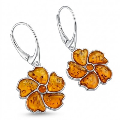 Serenity - Authentic Baltic Amber .925 Sterling Silver handcrafted earrings