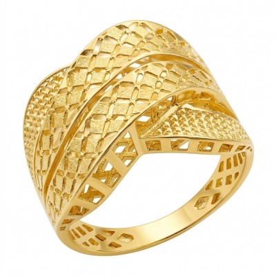 Dubai Style .925 Sterling Silver dipped in 22K Gold handmade Large ring size 9
