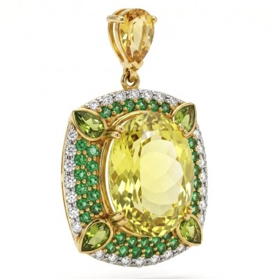 Tiffany - amazing quality 26.7 CARAT genuine Brazilian Citrine 18 K Gold over .925 Sterling Silver handmade pendant
