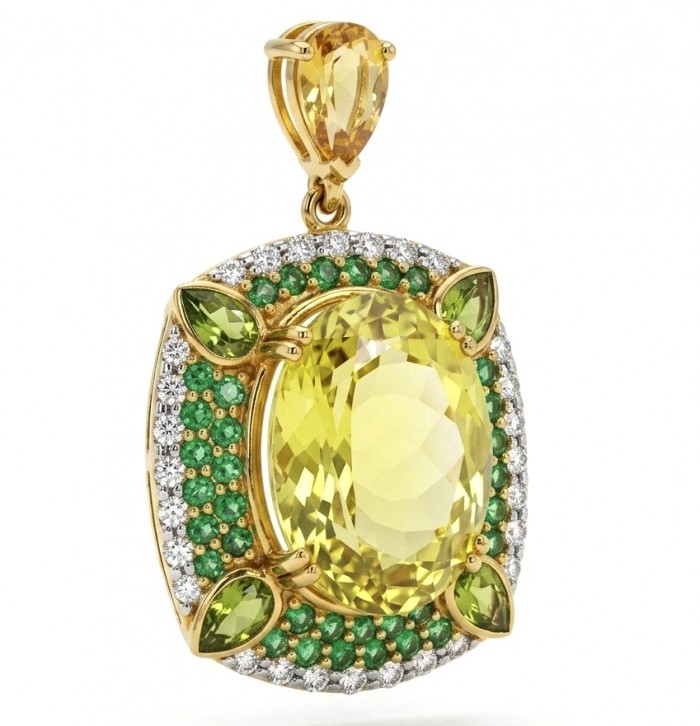 Tiffany - amazing quality 26.7 CARAT genuine Brazilian Citrine 18 K Gold over .925 Sterling Silver handmade pendant