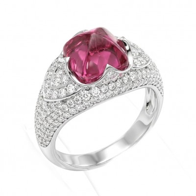 Bella Rosa Natural 5.8 carat Pink Tourmaline .925 Sterling Silver handmade Statement Ring size 7