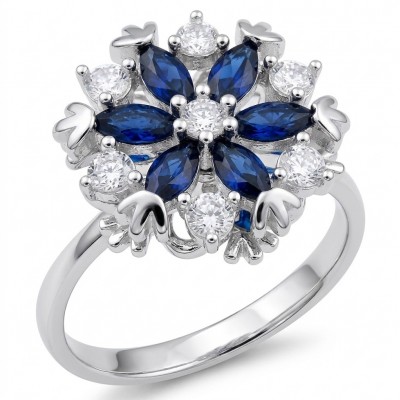 Real 3.2 carat Sapphire Italy Made Silver Sterling Silver spinning ring s. 8 1/4