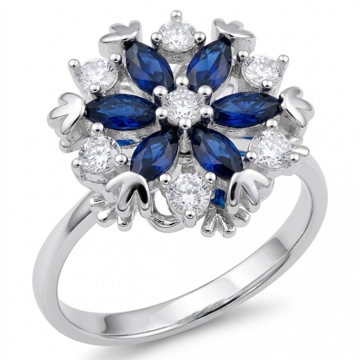 Real 3.2 carat Sapphire Italy Made Silver Sterling Silver spinning ring s. 8 1/4