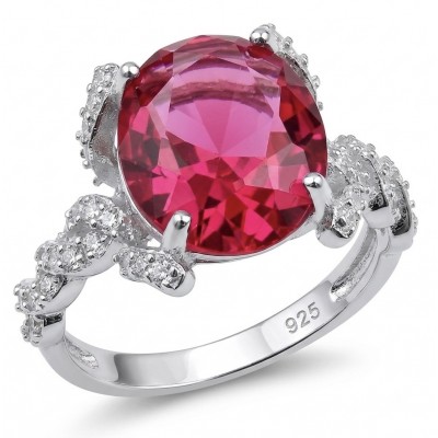 Art Deco 18.6 ctw Red Topaz black enamel .925 Sterling Silver handcrafted Statement Ring size 6 1/4