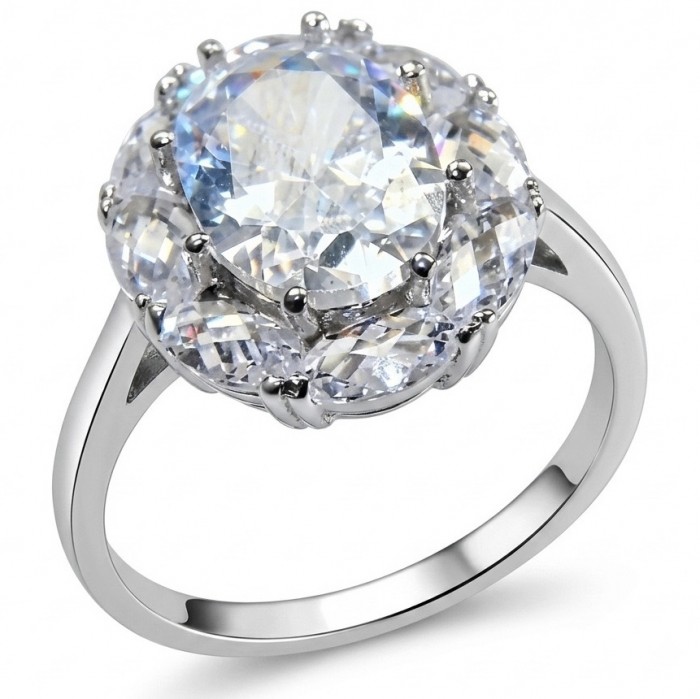 Esmeralda - Precious 7.5 carta White Topaz rhodium over .925 Sterling Silver Statement ring size 7