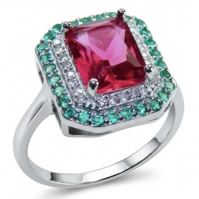 Natural 7.8 carat Ruby .925 Sterling Silver dipped rhodium handmade Statement Ring size 7 3/4