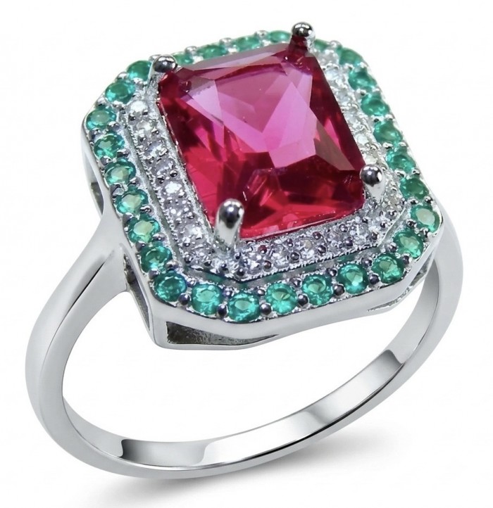 Natural 7.8 carat Ruby .925 Sterling Silver dipped rhodium handmade Statement Ring size 7 3/4