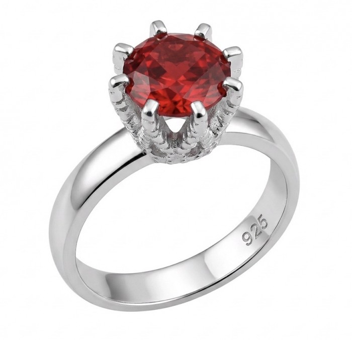 5.6 ctw Red Topaz .925 Sterling Silver handcrafted Statement Ring size 6