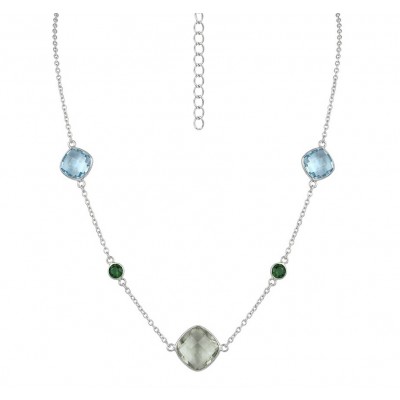 Infinity 8.5 carat Authentic Multigems Rhodium over .925 Sterling Silver handcrafted Statement necklace