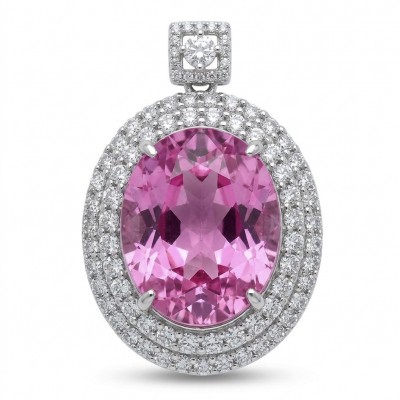 Incredible oval cut 18.8 carat Pink Sapphire .925 Sterling Silver handcrafted pendant