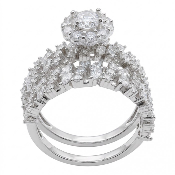 Aphrodite - 5.8 carat White Topaz .925 Sterling Silver handcrafted stack up ring size 8