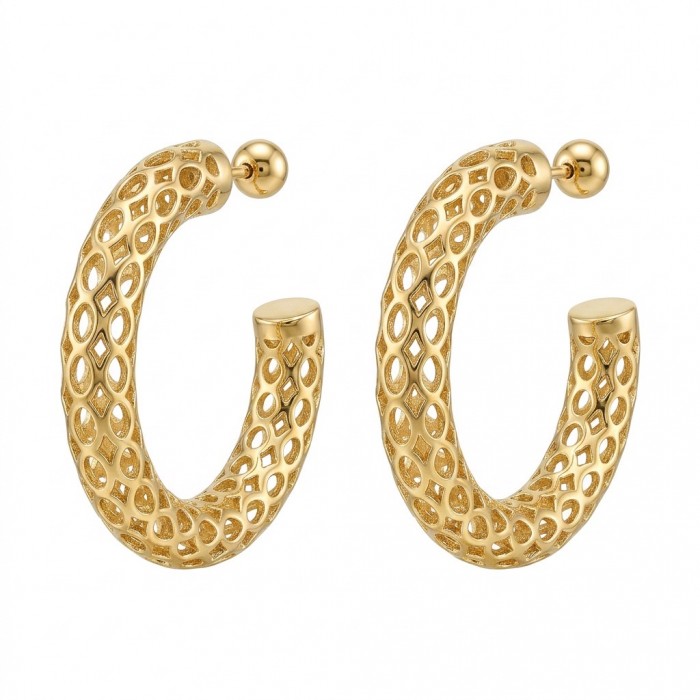 Dubai Style - .925 Sterling Silver dipped in 22K Gold handmade Earrings