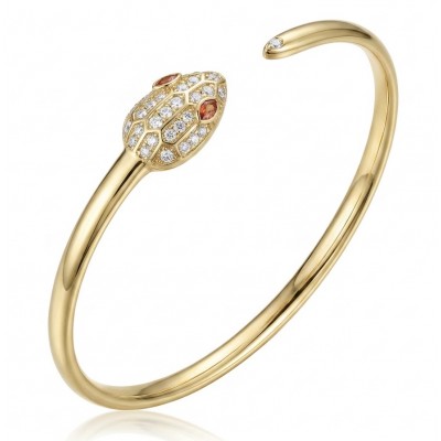 Precious Boa Snake Genuine 0.7 carat orange Sapphire .925 Sterling Silver dipped in 14K Gold handcrafted Bracelet