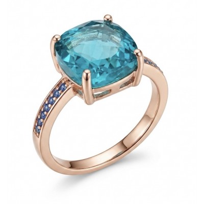 Costa del Sol 7.8 carat Apatite 14K Rose Gold .925 Sterling Silver Handcrafted Statement Ring size 7