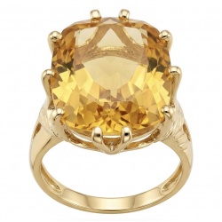 Liliana 28.5 carat HELIODOR .925 Sterling Silver dipped in Real 22K Gold Oversized Ring size 10