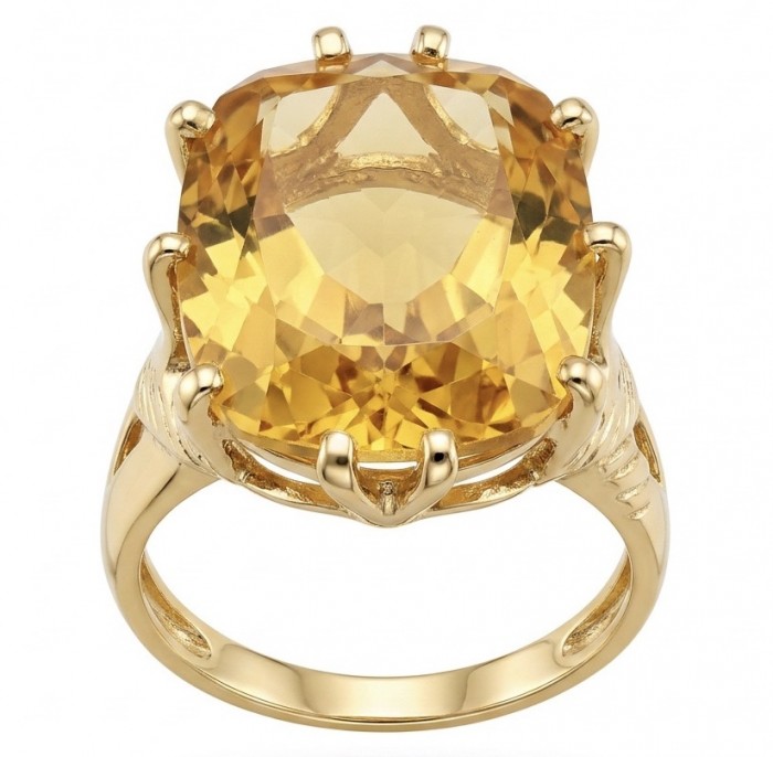 Liliana 28.5 carat HELIODOR .925 Sterling Silver dipped in Real 22K Gold Oversized Ring size 10