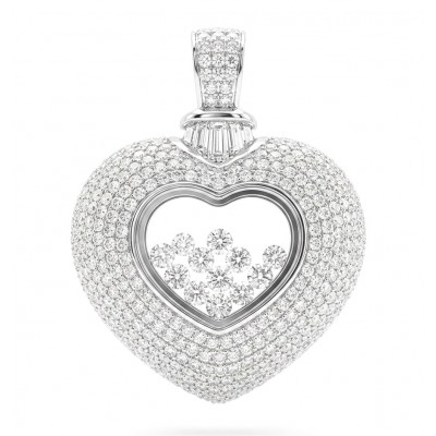Precious Heart - Floating Memories 4.5 carat White Sapphire .925 Sterling Silver Handcrafted Statement pendant