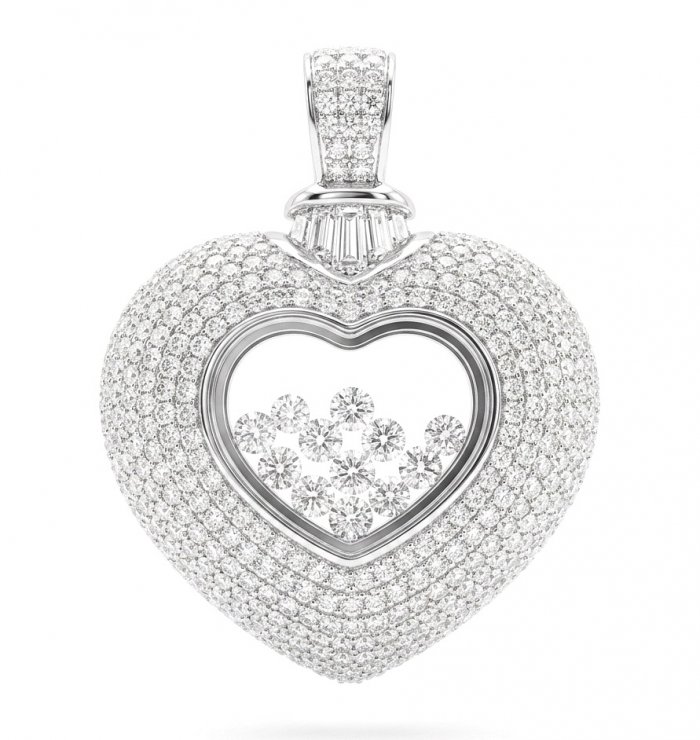 Precious Heart - Floating Memories 4.5 carat White Sapphire .925 Sterling Silver Handcrafted Statement pendant - video