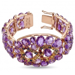 The Legend Authentic 71.2 carat Amethyst from Uruguay 18K Rose Gold over .925 Sterling Silver handmade Bracelet
