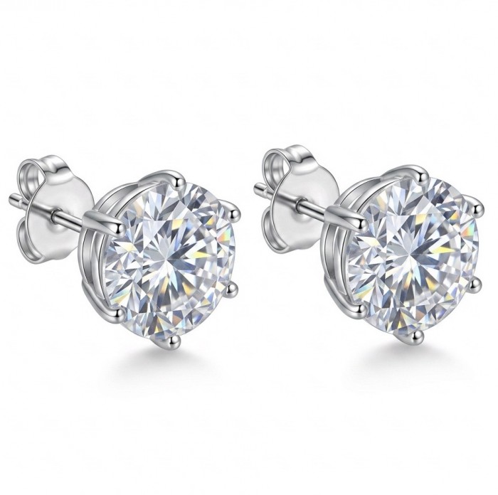 Veronica - 12.2 carat White Topaz rhodium over .925 Sterling Silver earrings, 10mm wide