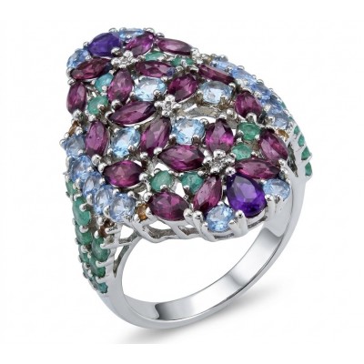 Rose Garden - 18.2 carat Garnet .925 Sterling Silver handcrafted incredible Statement Ring size 7 3/4