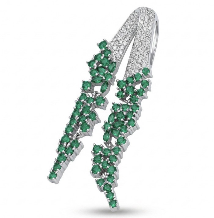 Heirloom Genuine 10.5 carat Colombian Emerald .925 Sterling Silver dipped in rhodium handmade Pendant