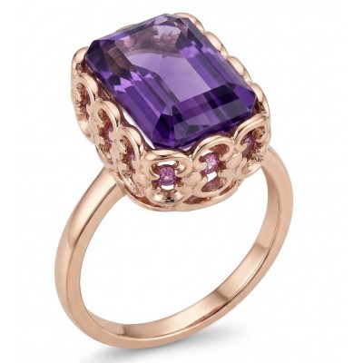 Purple Royalty 14.5 carat Amethyst .925 Sterling Silver dipped in 18K Gold Handcrafted Ring size 9 1/4