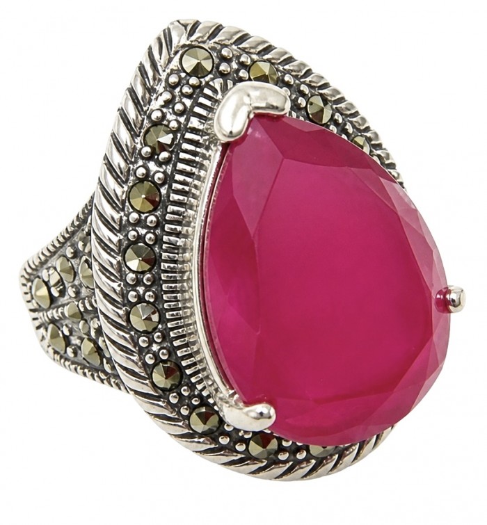 Carmen Natural 18.4 carat Ruby .925 Sterling Silver handmade Large Statement Ring size 8