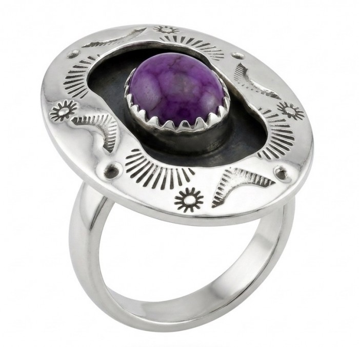 Go West - Purple Turquoise .925 Sterling Silver handcrafted ring; s. 8 adjustable