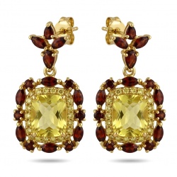Vivien Luxurious Style - Natural 11.2 carat Citrine .925 Sterling Silver dipped in rhodium handmade earrings