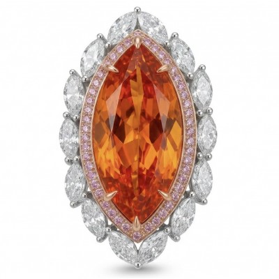 Leonor - Incredible 29.5 carat Spessartine Garnet .925 Sterling Silver Pendant Brooch